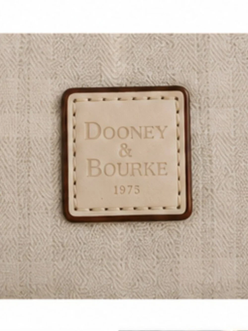 Vintage Dooney & Bourke Ivory Jacquard Shoulder Bag Classic Leather Trim Hobo